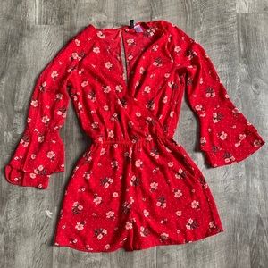 Red floral jumpsuit